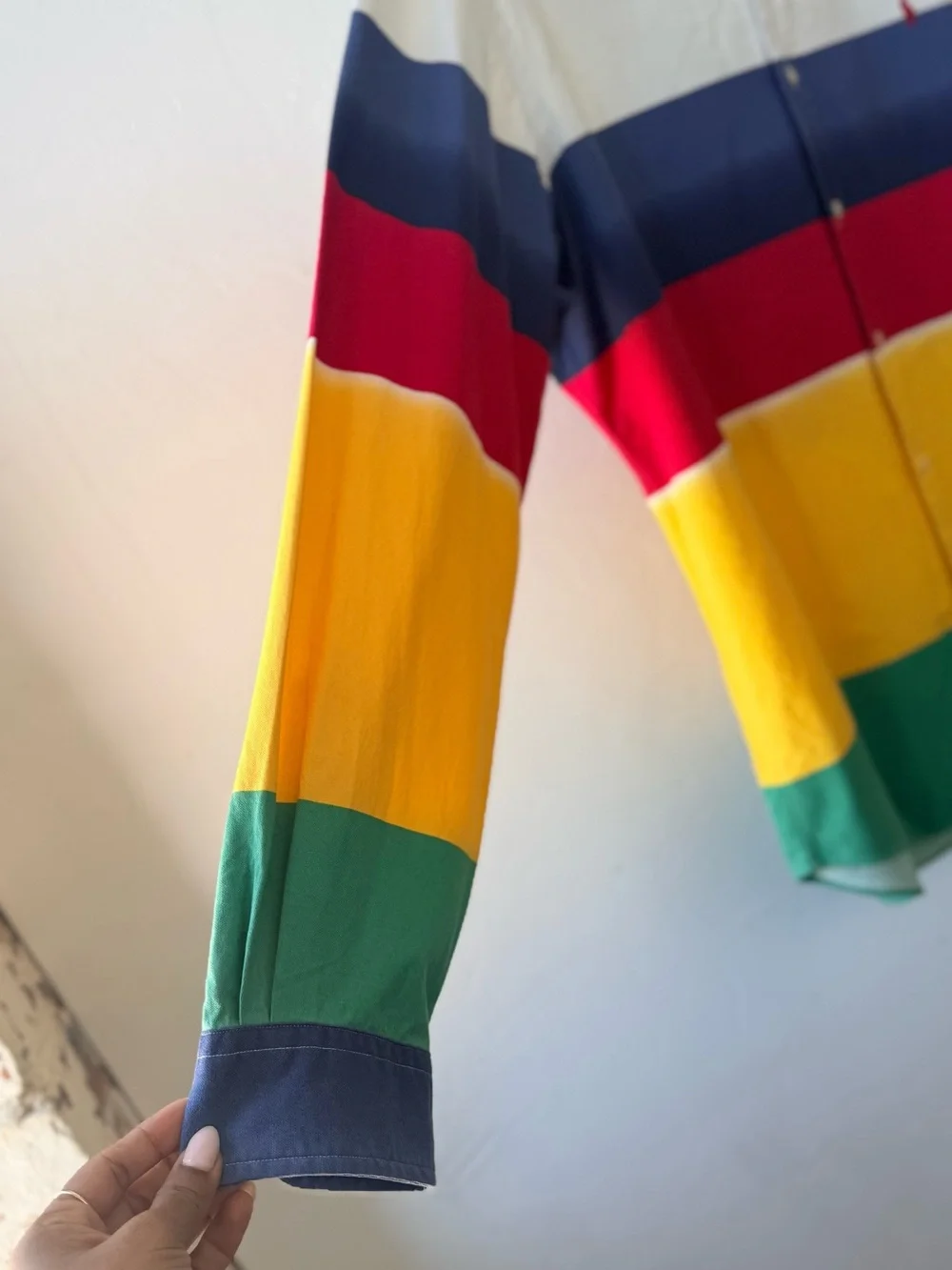 Polo by Ralph Lauren Y2K Multicolor Striped Button-Down Shirt - Green/Yellow/Red